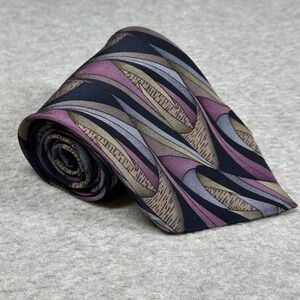 Vintage Cocktail Collection Abstract Silk Tie Purple Olive Navy‎ Made USA
